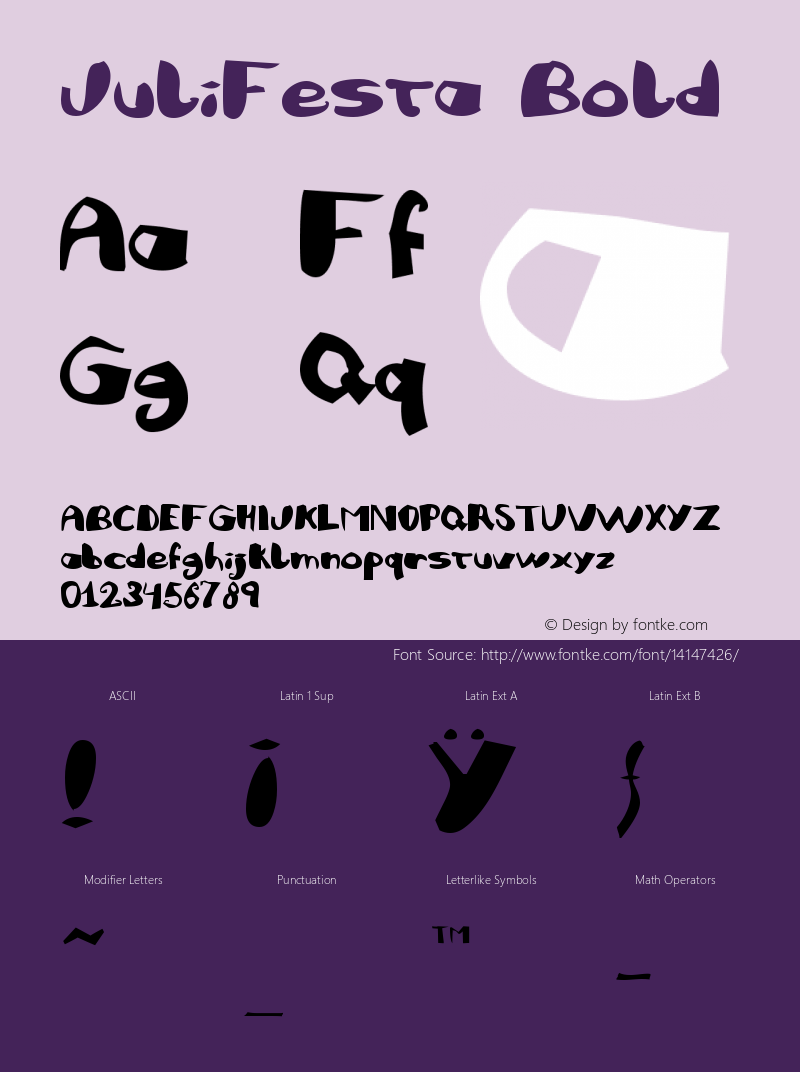JuliFesta Bold Version Macromedia Fontograp Font Sample