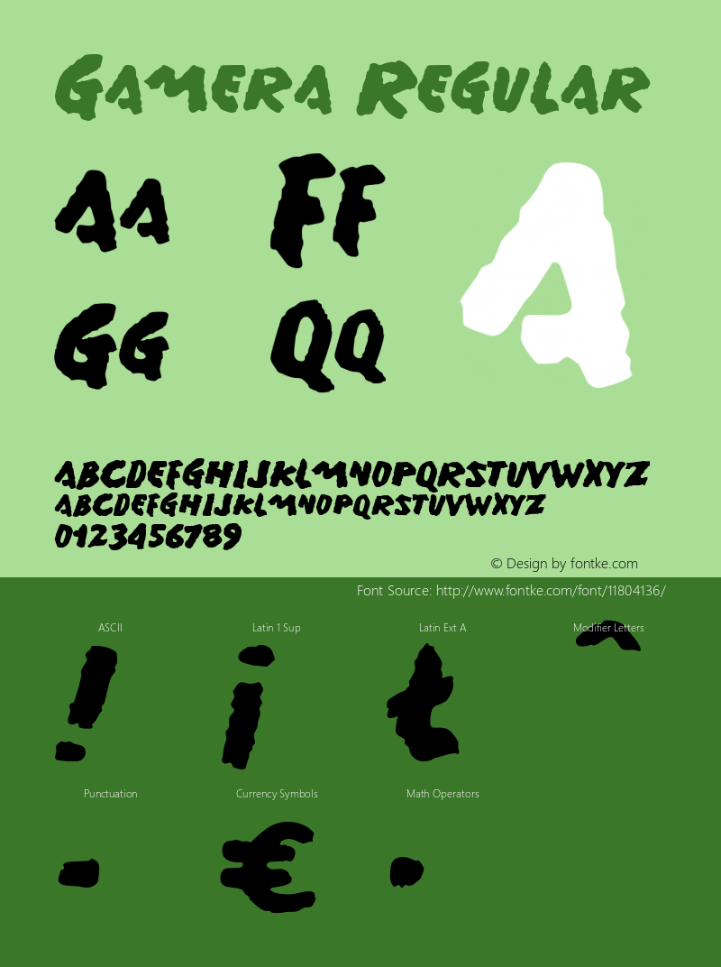 Gamera Regular Macromedia Fontographer 4.1.3 12/10/06 Font Sample