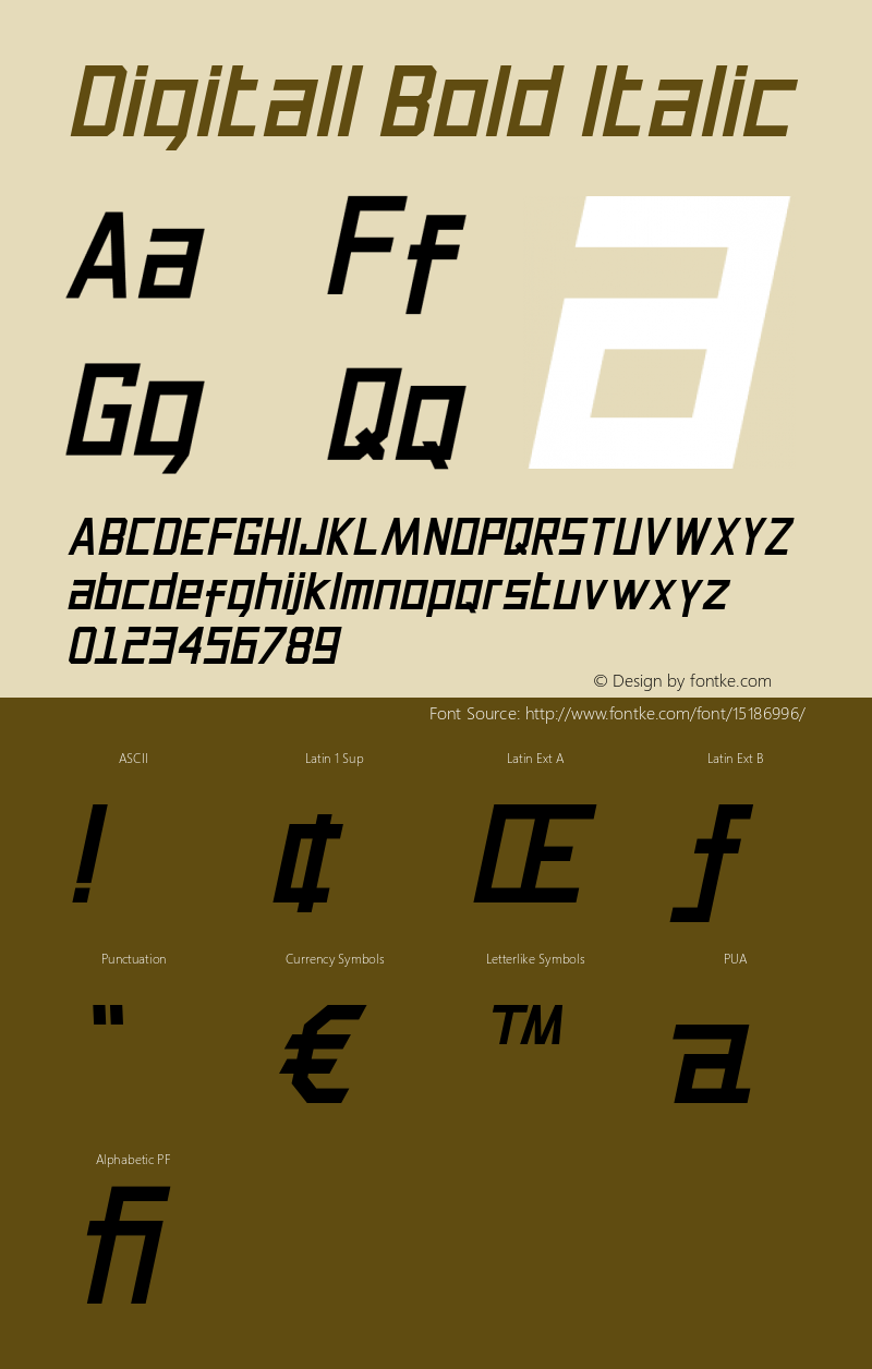 Digitall Bold Italic 1.000 Font Sample