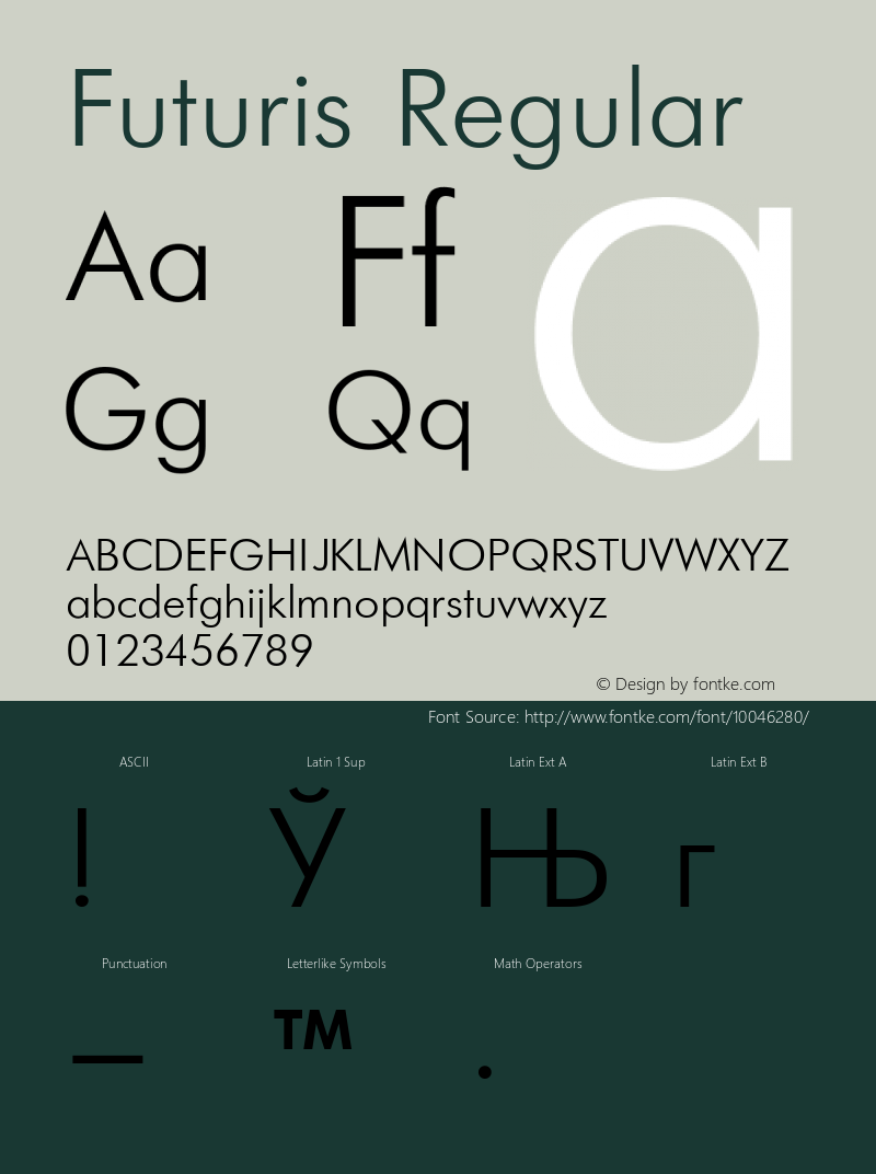 Futuris Regular Converted from t:\FUTN.TF1 by ALLTYPE Font Sample