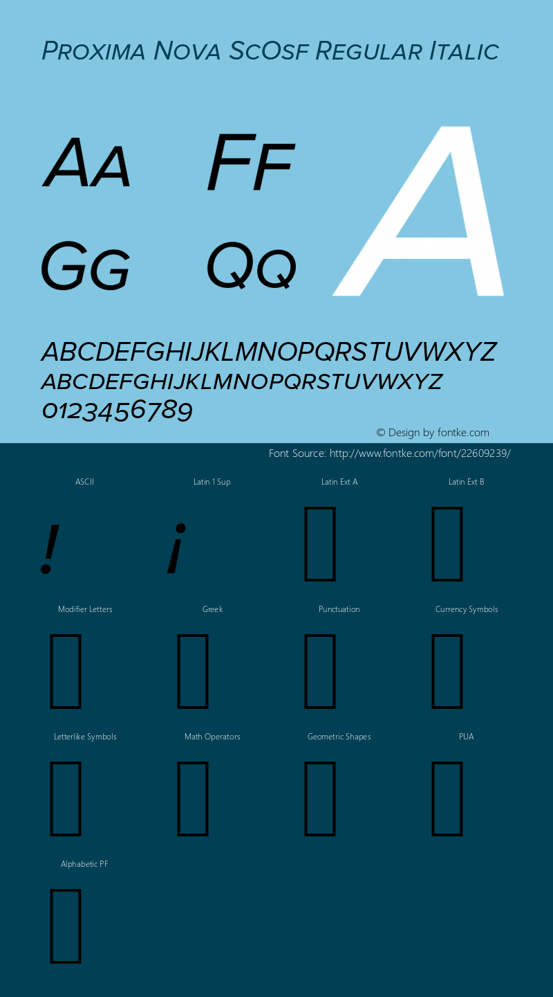 Proxima Nova ScOsf Regular Italic Version 2.001 Font Sample