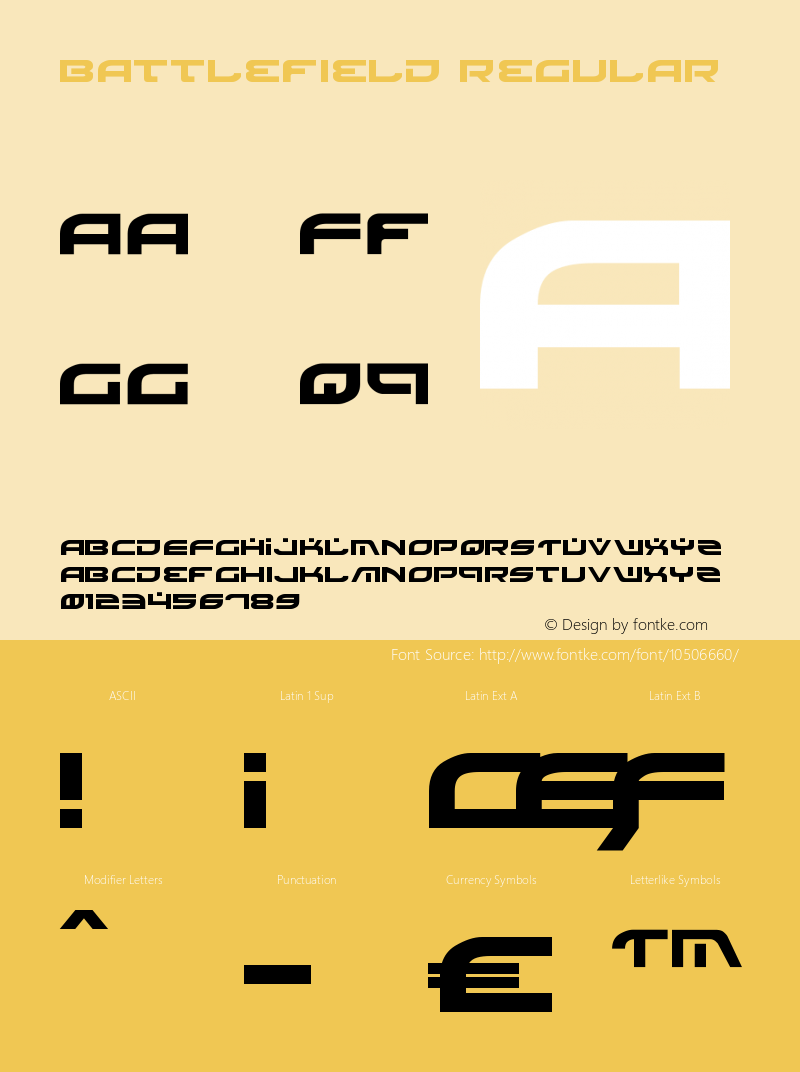 Battlefield Regular 3 Font Sample