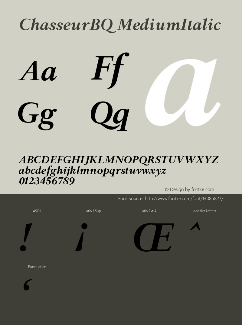 ChasseurBQ MediumItalic Version 001.001 Font Sample