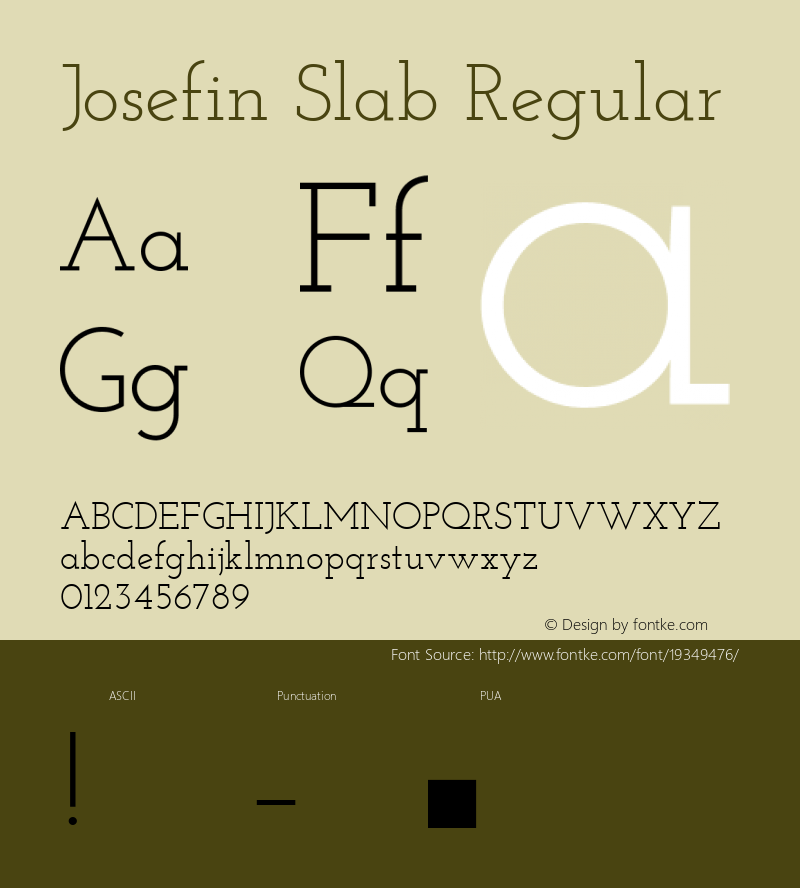 Josefin Slab Regular Version 1.0 Font Sample