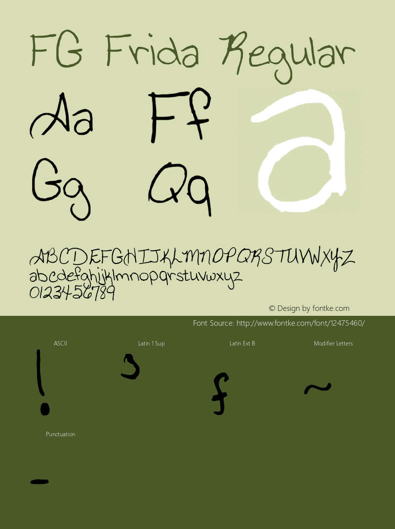 FG Frida Regular 2004; 1.0, initial release Font Sample