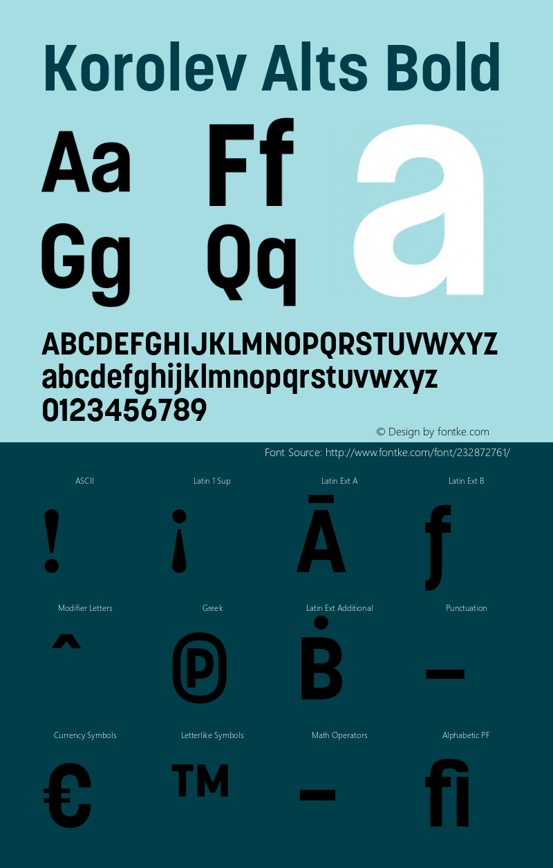 Korolev Alternates Bold Version 8.000;FEAKit 1.0图片样张