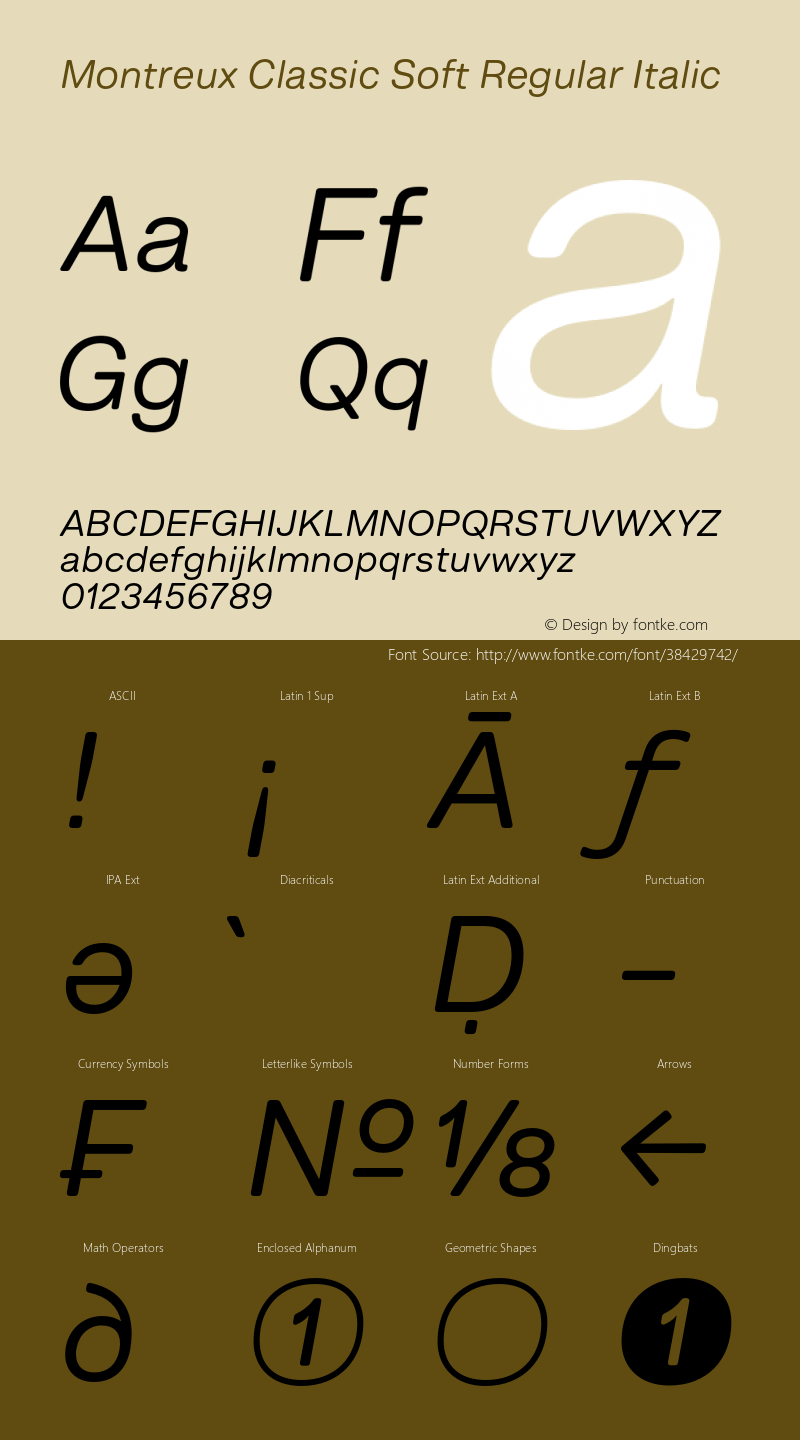 Montreux Classic Soft Regular Italic Version 1.000;hotconv 1.0.109;makeotfexe 2.5.65596 Font Sample