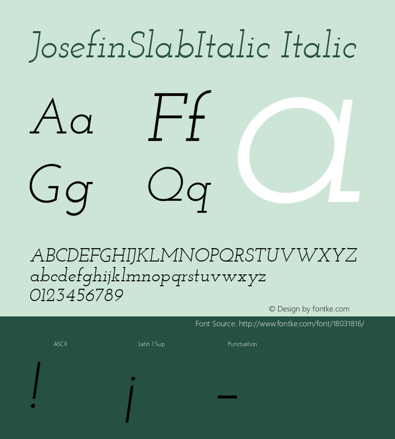 JosefinSlabItalic Italic Version 1.0 Font Sample
