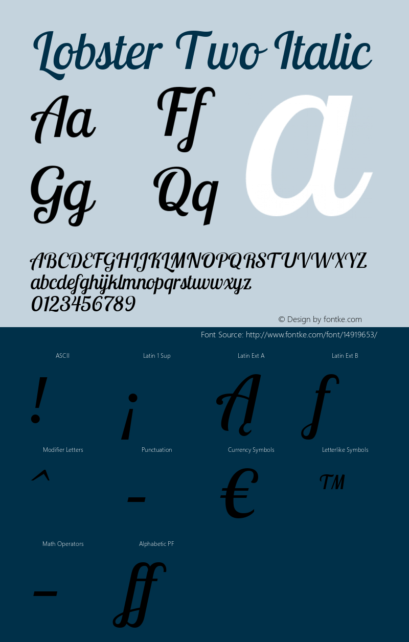 Lobster Two Italic Version 1.006 Font Sample