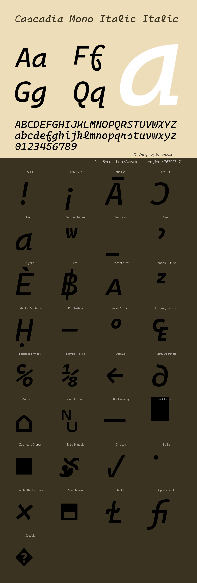 Cascadia Mono Italic Italic Version 2105.024图片样张