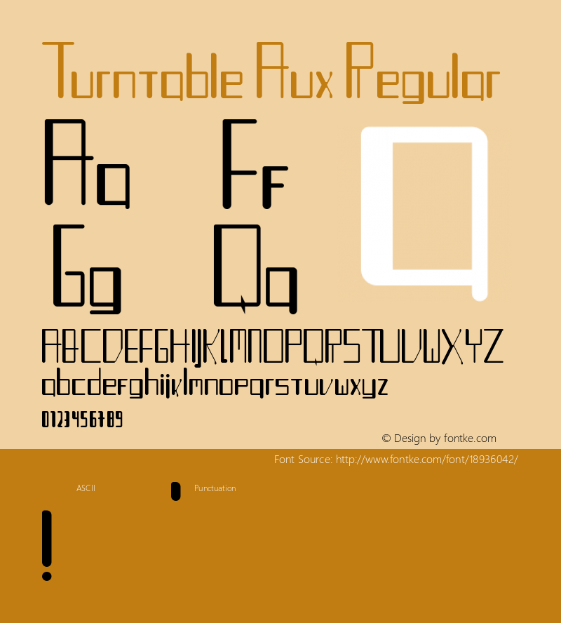 Turntable Aux Regular Version 1.002 Font Sample