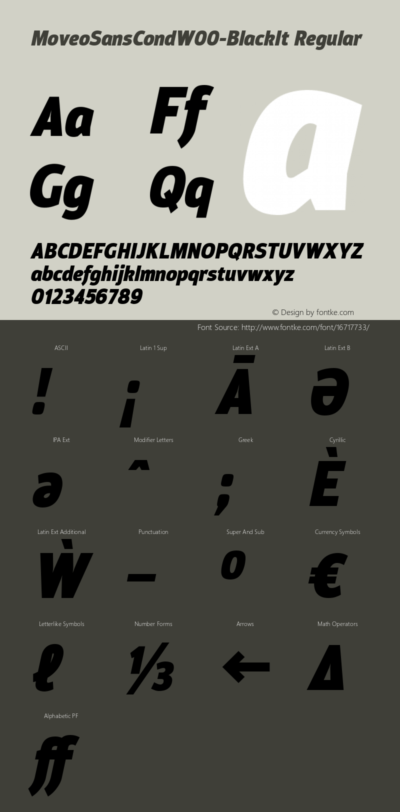 MoveoSansCondW00-BlackIt Regular Version 1.20 Font Sample