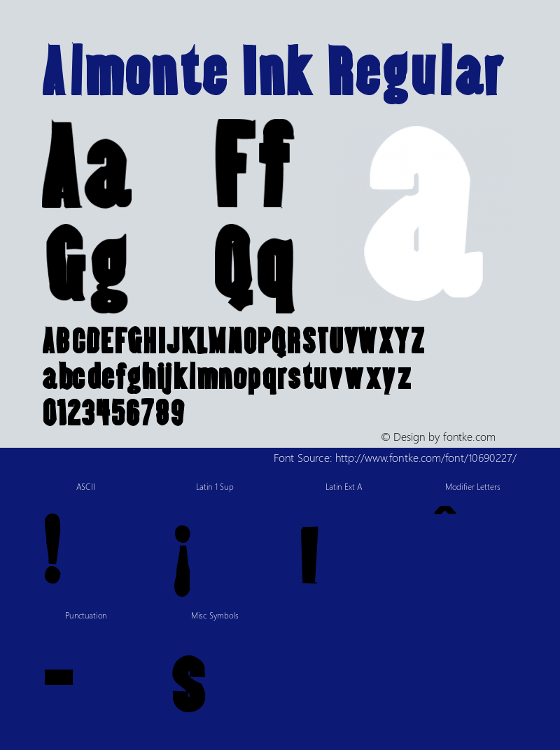 Almonte Ink Regular Version 1.0; 2000; initial release Font Sample