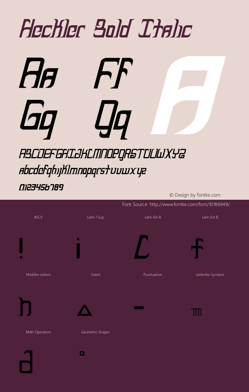 Heckler Bold Italic 001.001 Font Sample