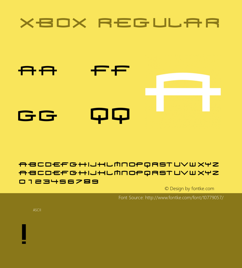 Xbox Regular 1.0  1/11/02 Font Sample