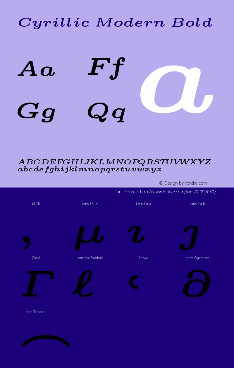 Cyrillic Modern Bold Version 4.000 Font Sample