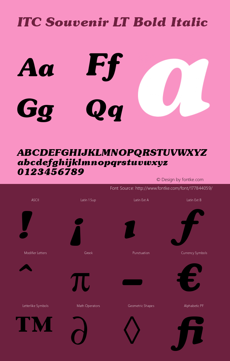 ITC Souvenir LT Bold Italic 006.000图片样张