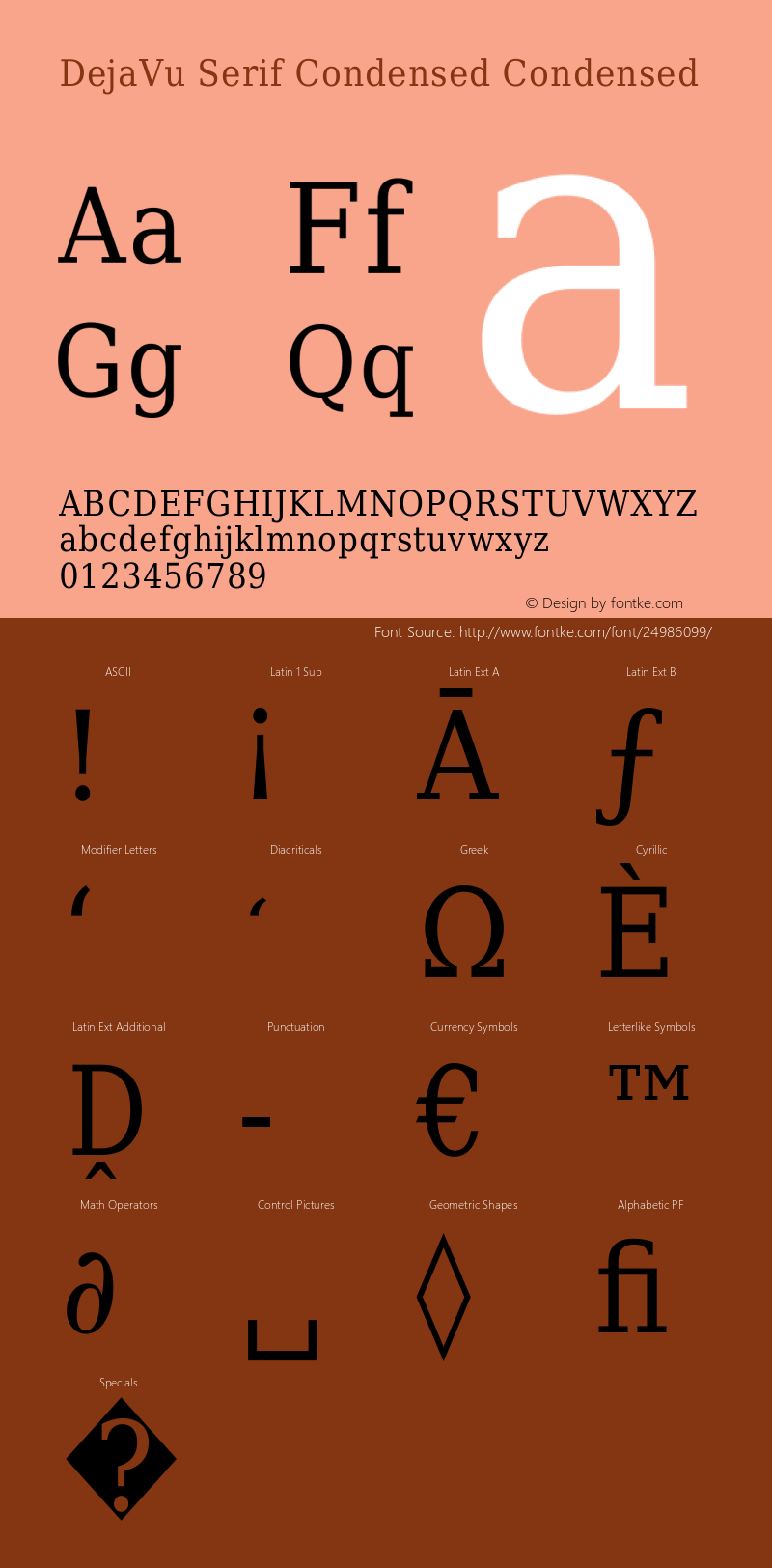 DejaVu Serif Condensed Version 1.13 Font Sample
