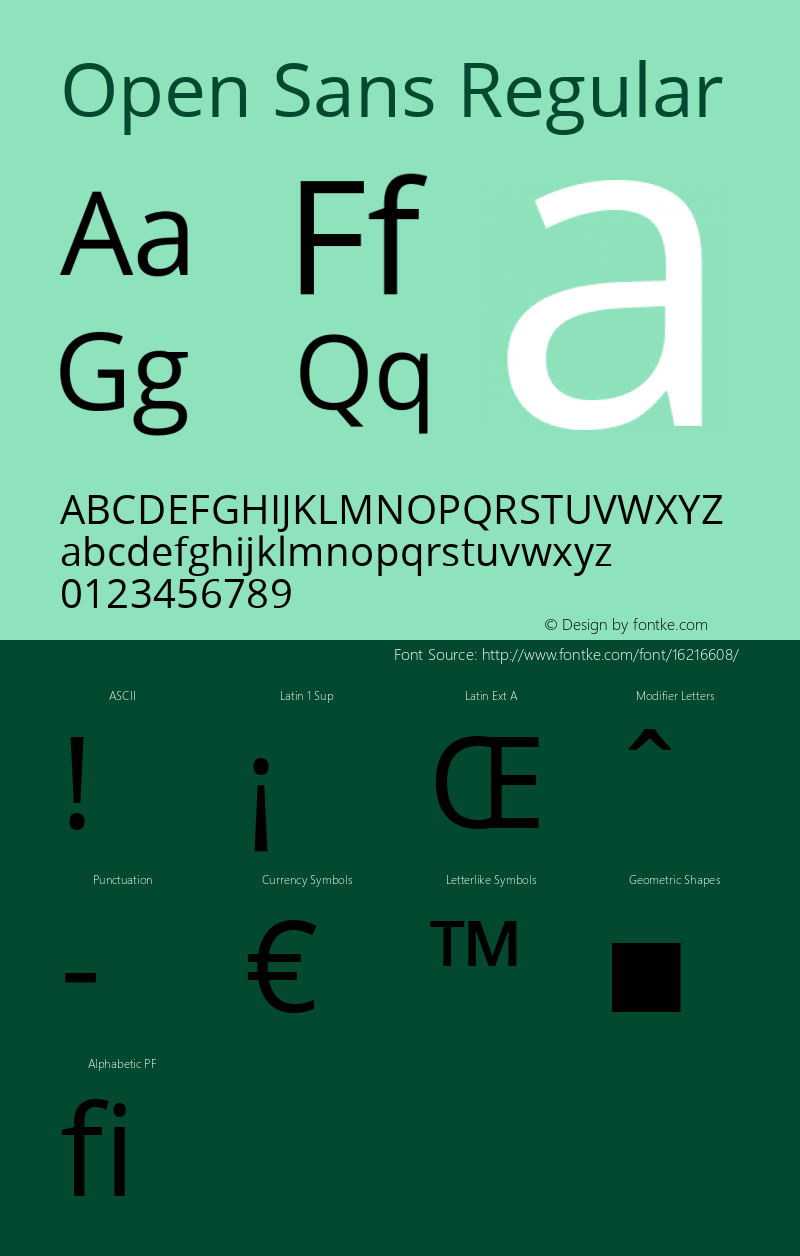 Open Sans Regular Version 1.10 Font Sample