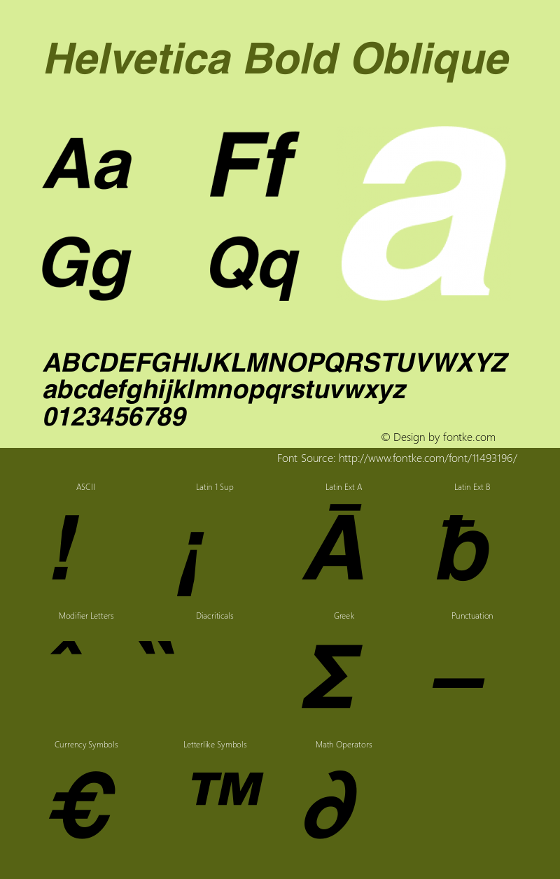 Helvetica Bold Oblique Unknown Font Sample