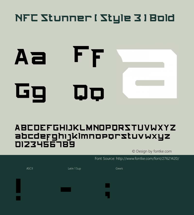 NFC Stunner [ Style 3 ] Bold Version 1.00;November 12, 2018;FontCreator 11.5.0.2427 64-bit Font Sample