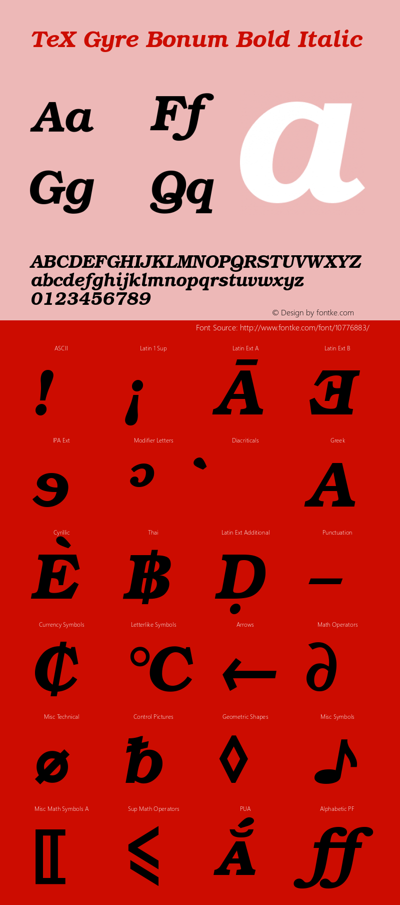 TeX Gyre Bonum Bold Italic Version 1.103;PS 1.103;hotconv 1.0.49;makeotf.lib2.0.14853 Font Sample