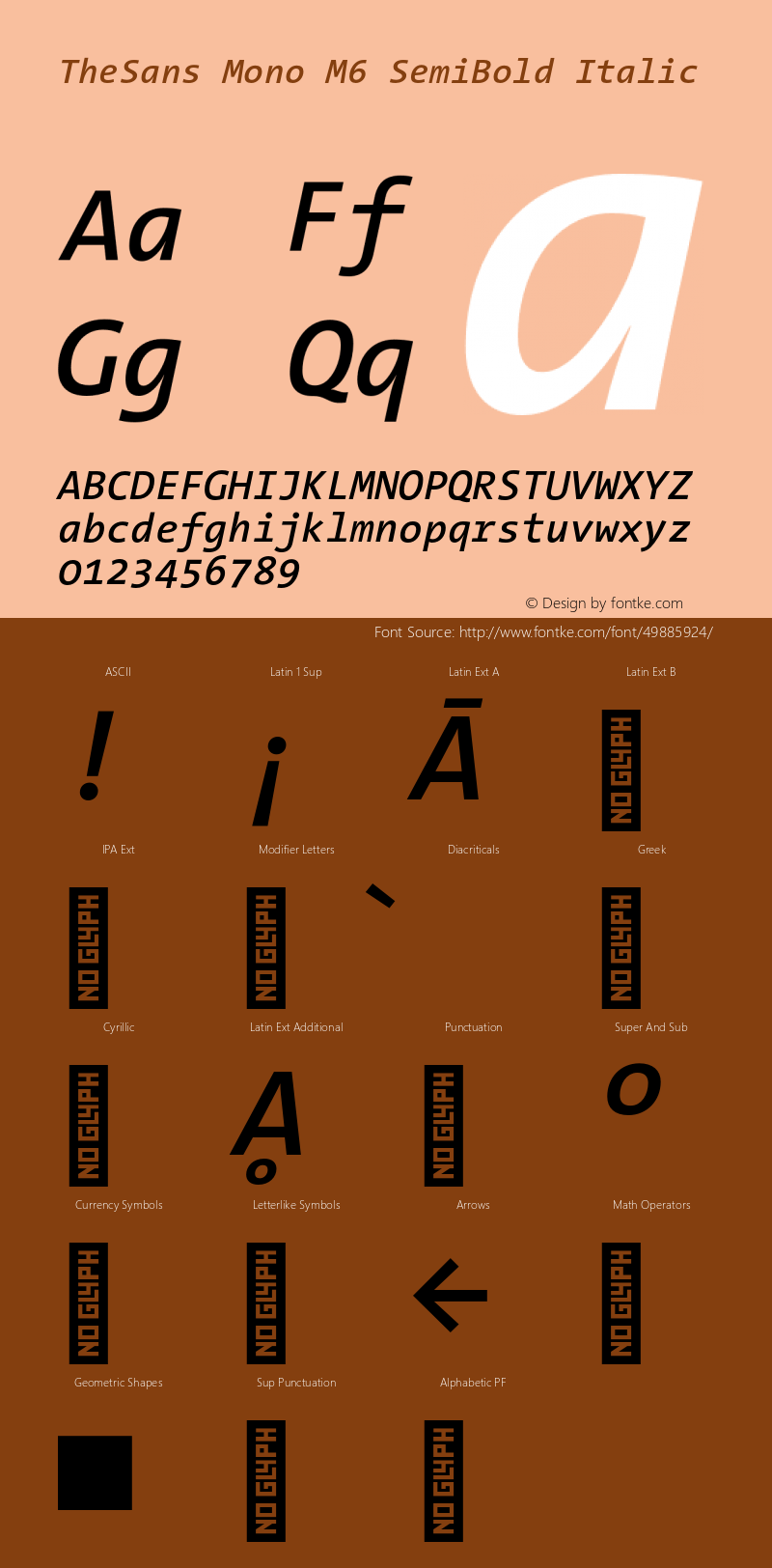 TheSansMono-M6SemiBoldItalic 3.006 Font Sample