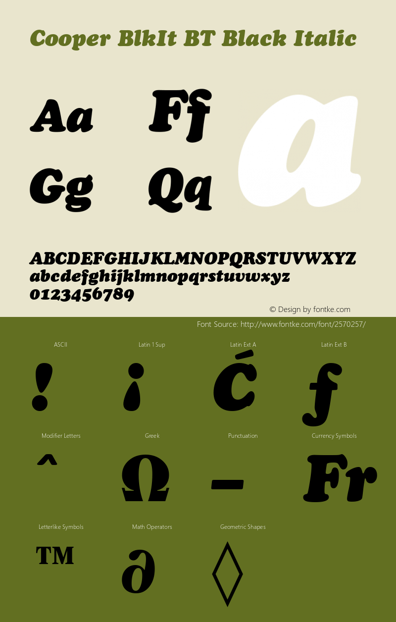 Cooper BlkIt BT Black Italic mfgpctt-v1.53 Monday, February 1, 1993 11:31:19 am (EST) Font Sample