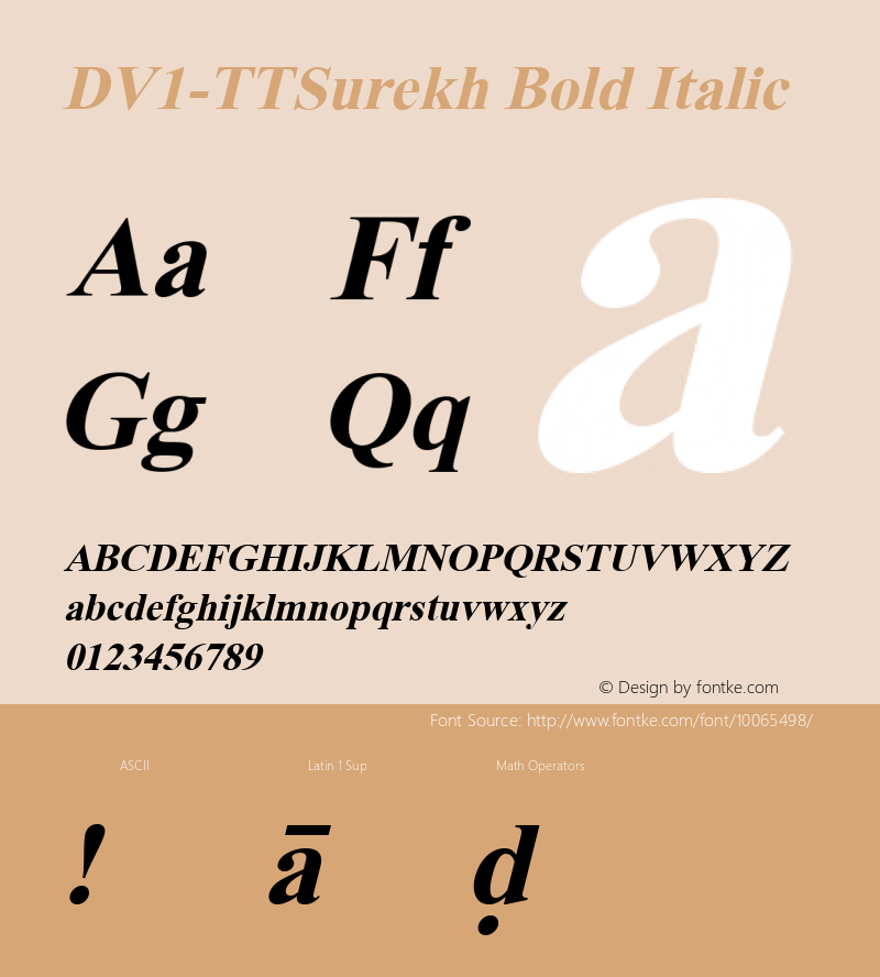 DV1-TTSurekh Bold Italic 1.0 Fri Nov 03 14:39:06 1995 Font Sample
