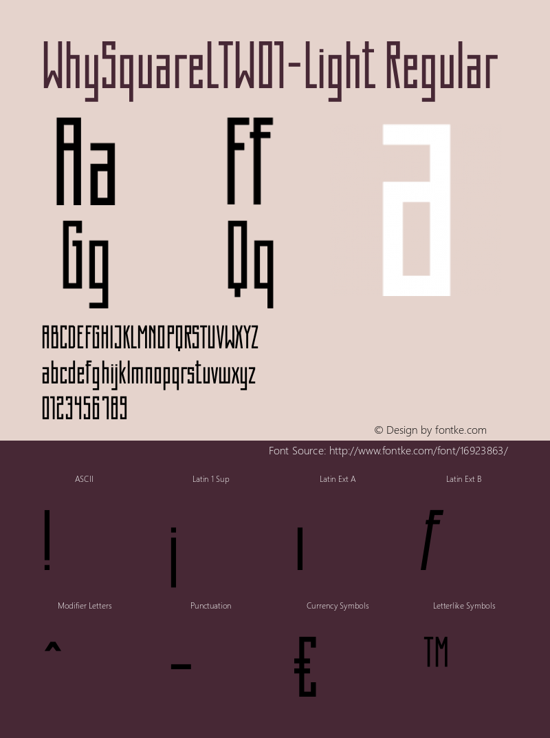 WhySquareLTW01-Light Regular Version 1.01 Font Sample