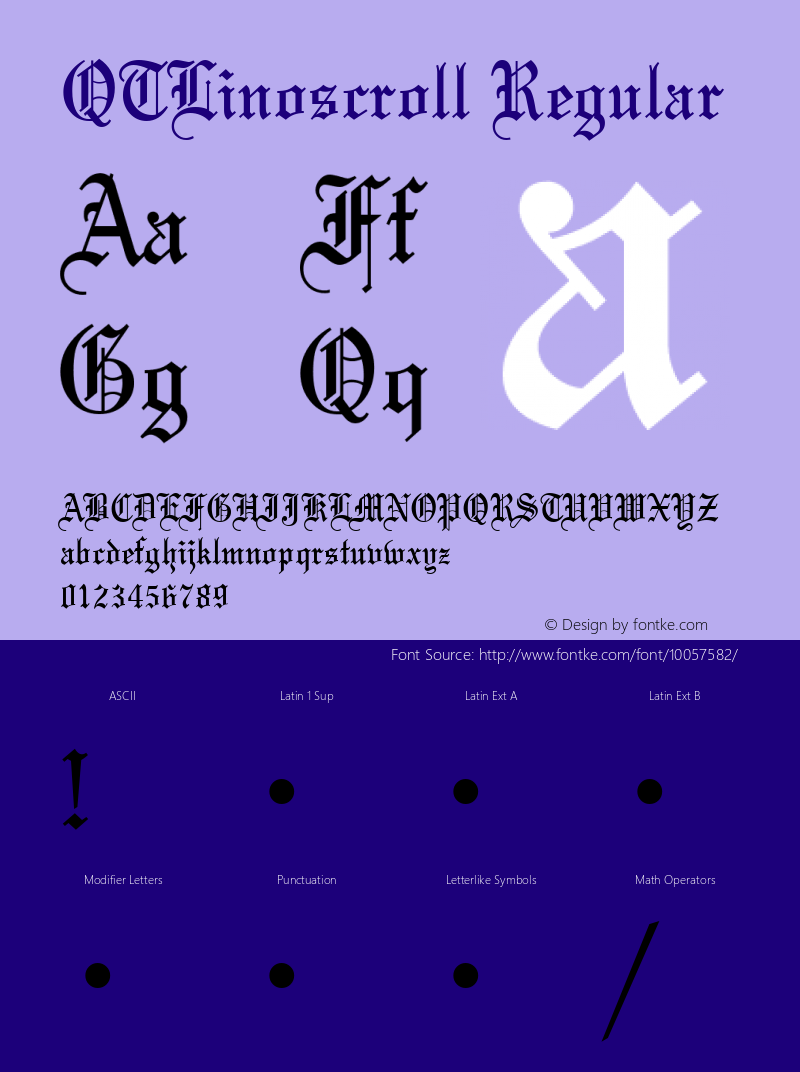 QTLinoscroll Regular QualiType TrueType font  10/6/92 Font Sample