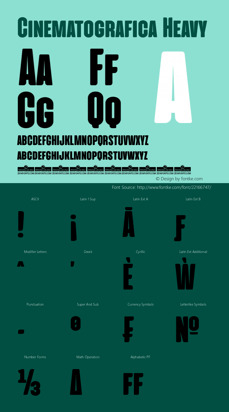 Cinematografica Heavy Version 2.010 Font Sample