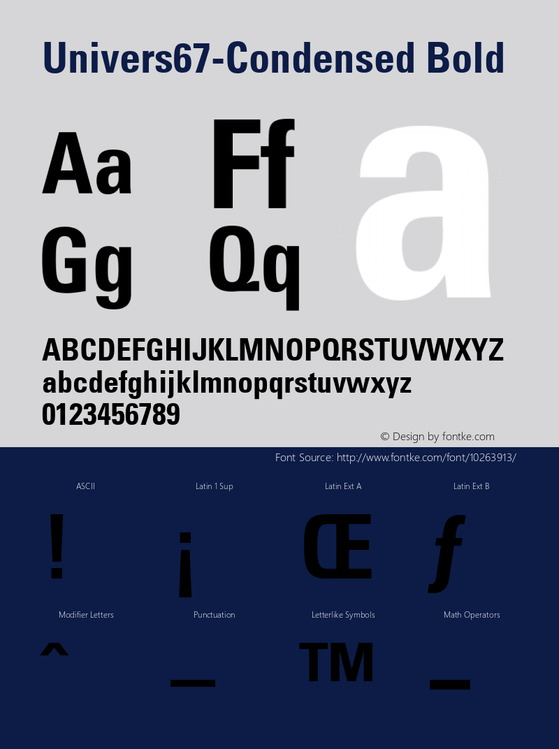 Univers67-Condensed Bold Version 1.00 Font Sample