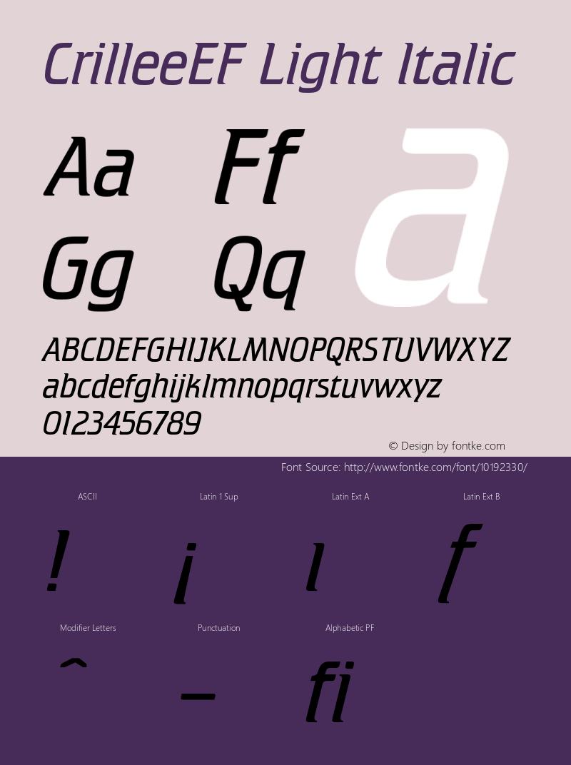 CrilleeEF Light Italic 001.000 Font Sample