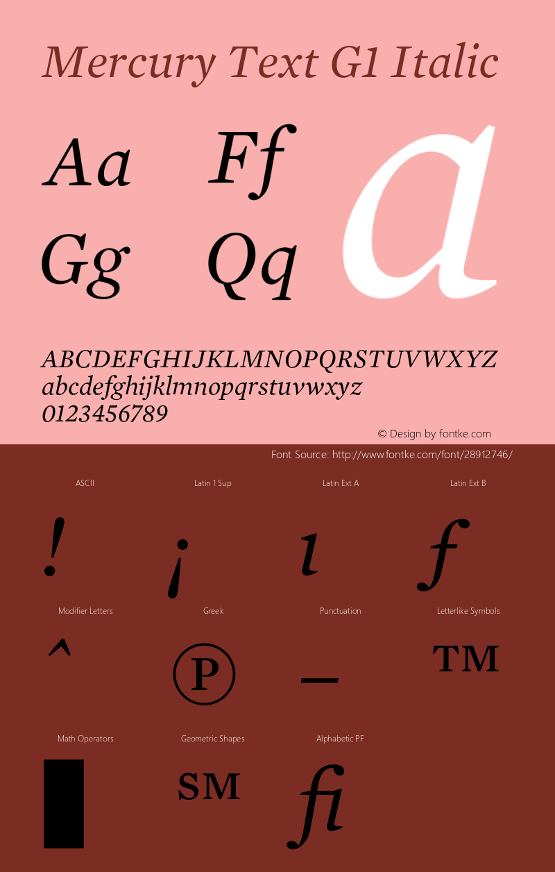 MercuryTextG1-Italic 001.000 Font Sample