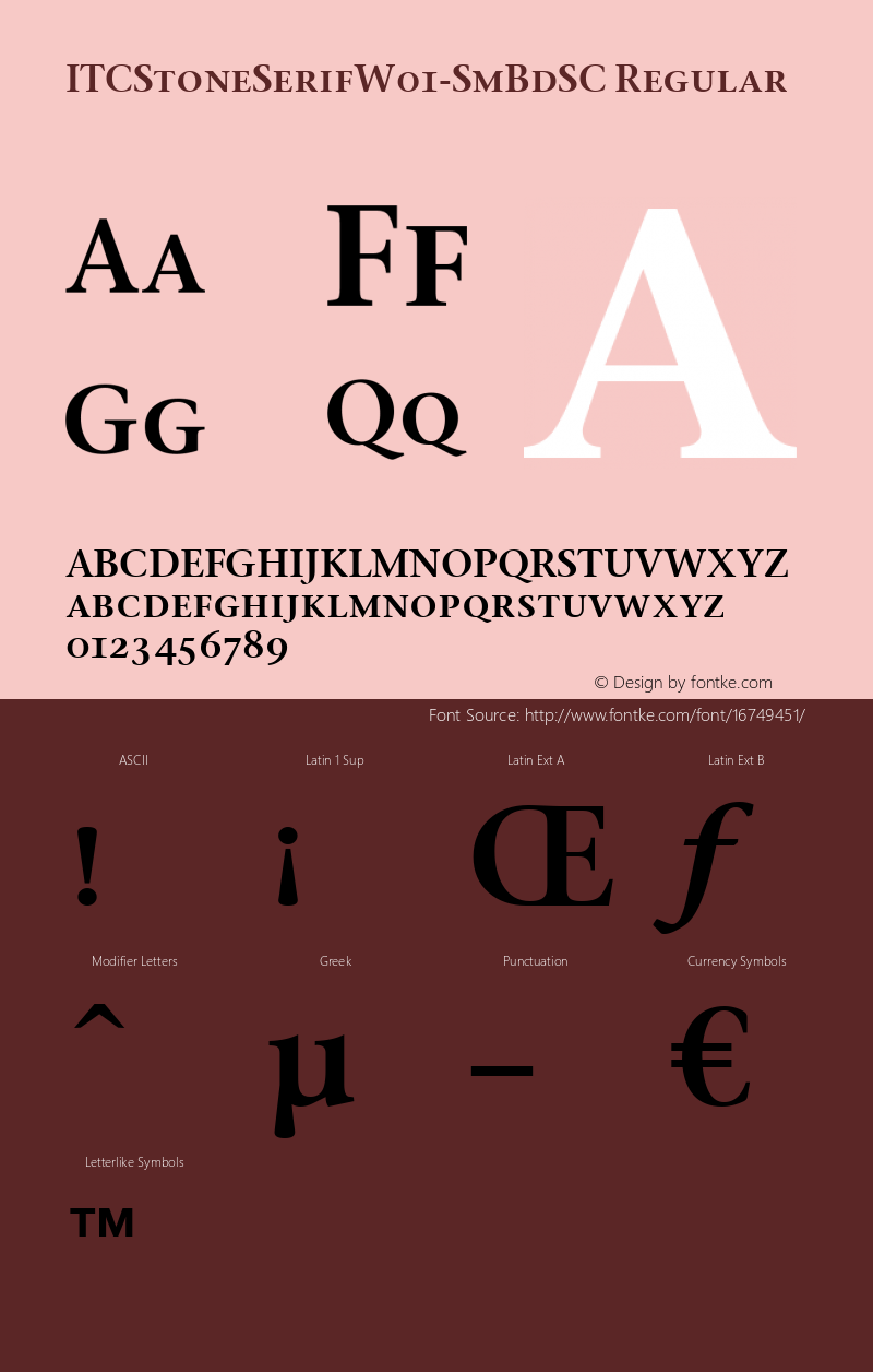 ITCStoneSerifW01-SmBdSC Regular Version 1.00 Font Sample