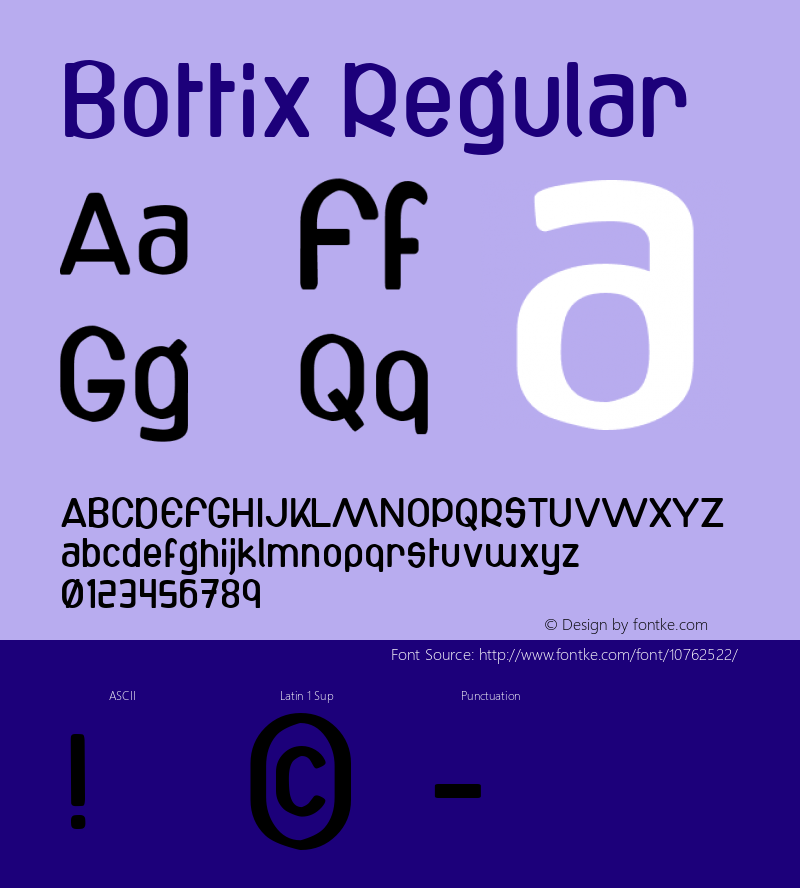 Bottix Regular Macromedia Fontographer 4.1 4/1/01 Font Sample