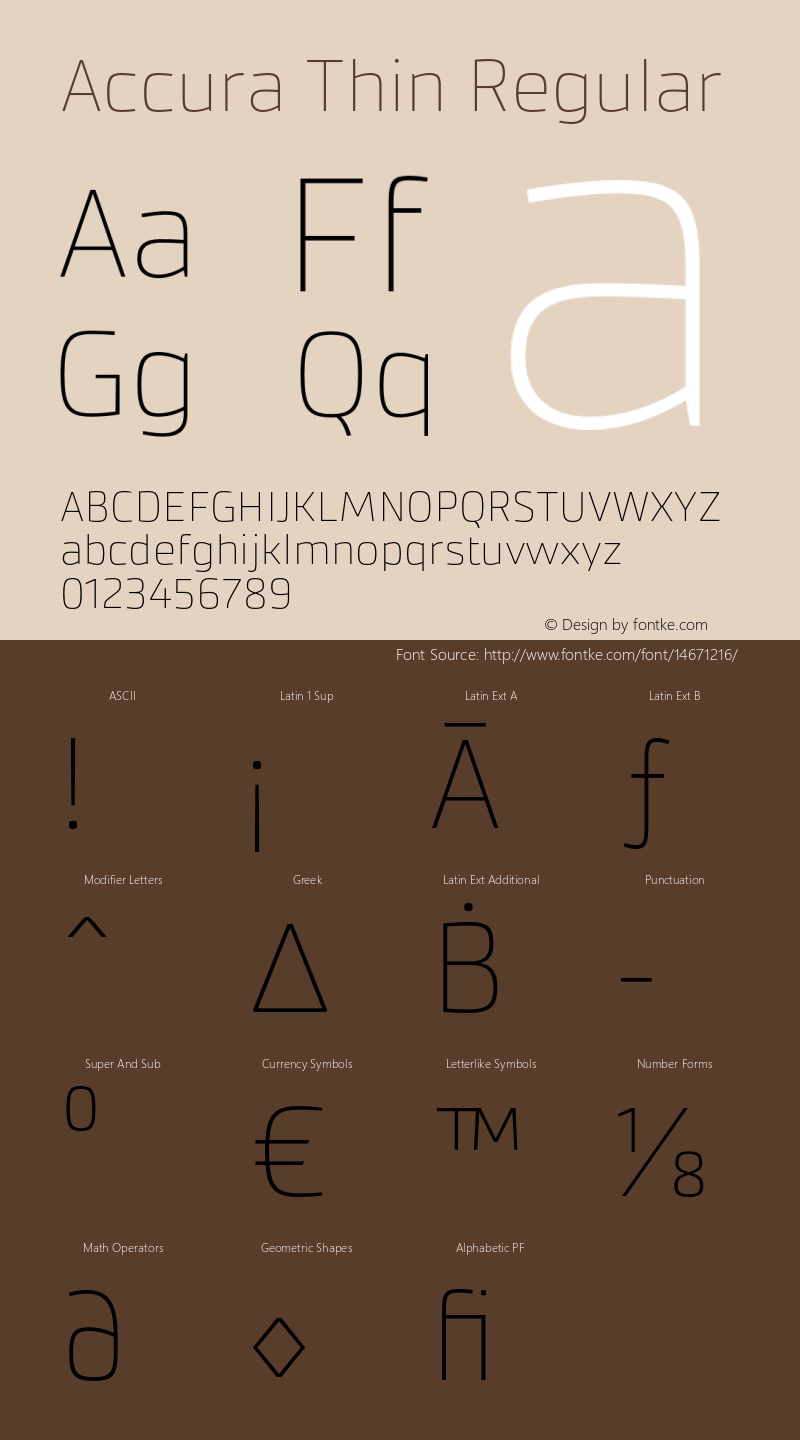 Accura Thin Regular Version 1.001;PS 001.001;hotconv 1.0.70;makeotf.lib2.5.58329 Font Sample