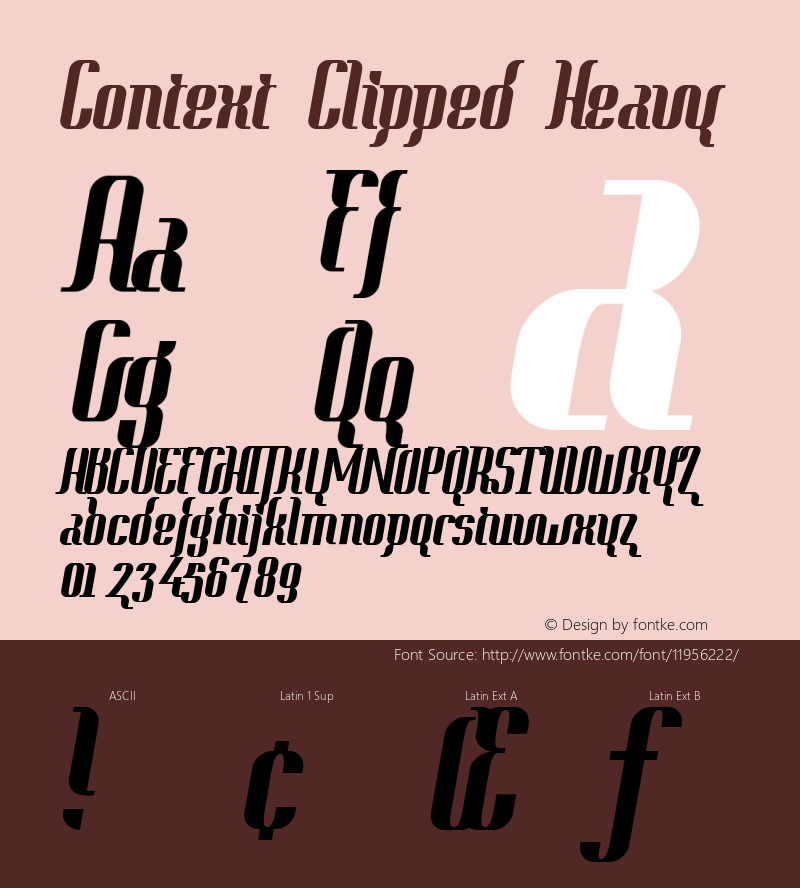 Context Clipped Heavy Version 0.0; 1999; initial release Font Sample