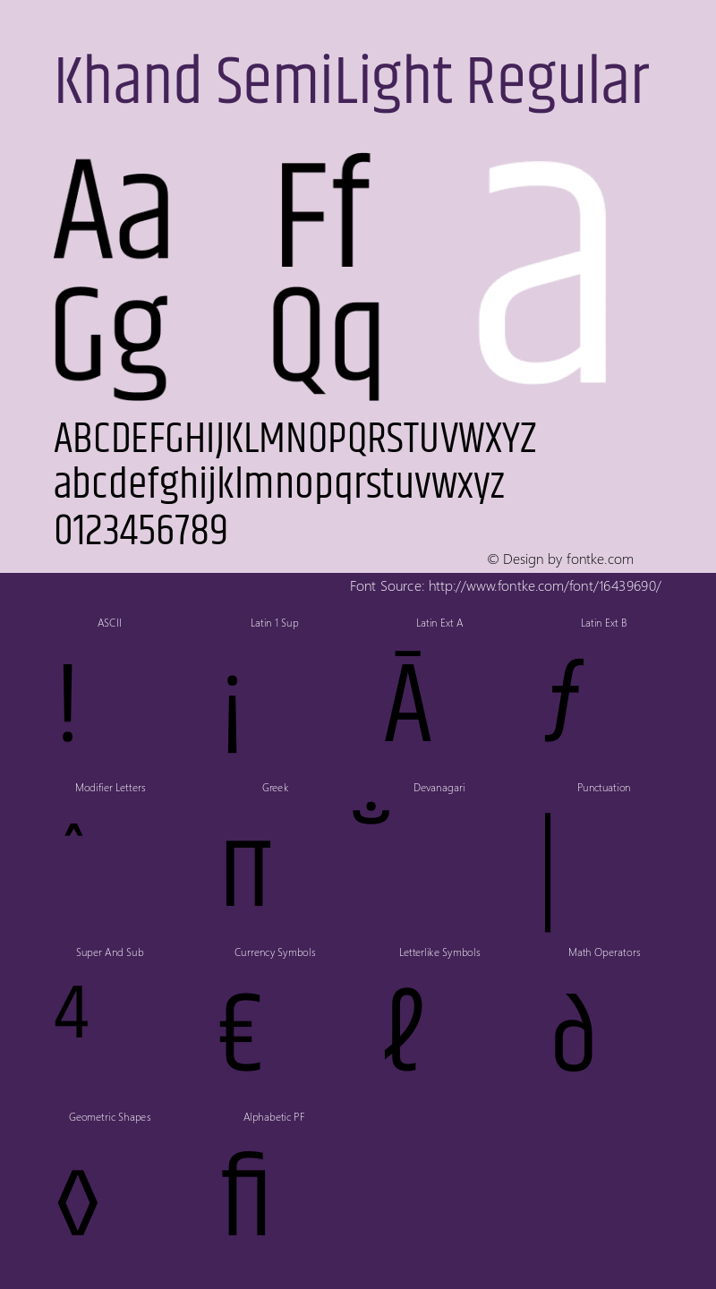 Khand SemiLight Regular Version 1.0 Font Sample