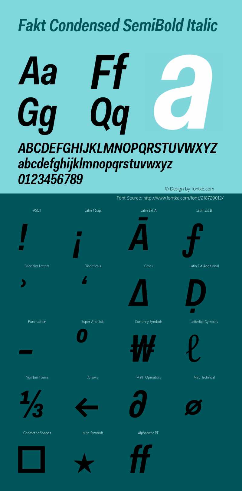 Fakt Condensed  SemiBold Italic Version 4.001; build 0013图片样张