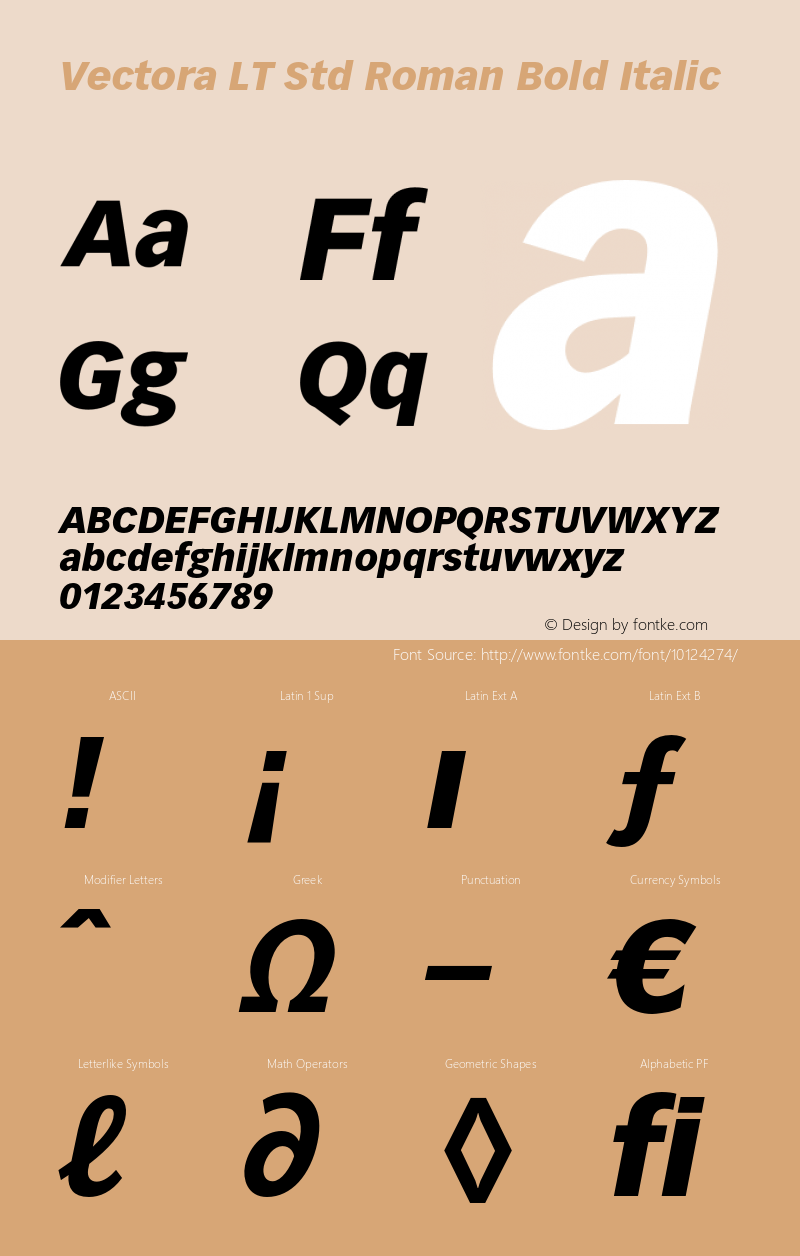 Vectora LT Std Roman Bold Italic OTF 1.029;PS 001.001;Core 1.0.33;makeotf.lib1.4.1585 Font Sample