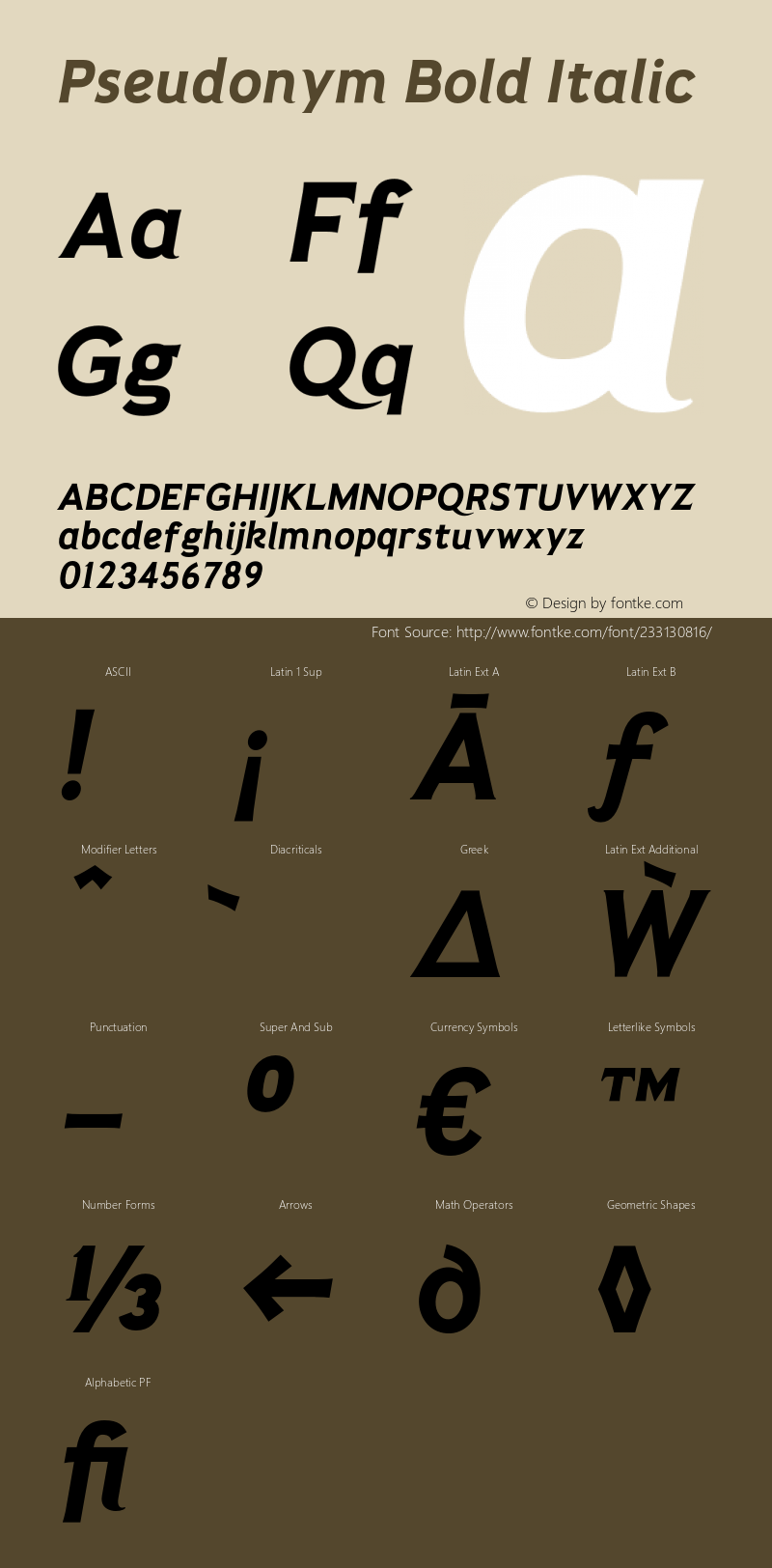 Pseudonym Italic Bold Version 1.000;PS 001.000;hotconv 1.0.88;makeotf.lib2.5.64775图片样张