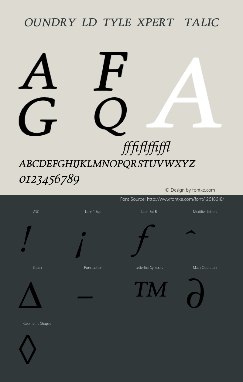 FoundryOldStyleExpert Italic 001.000 Font Sample