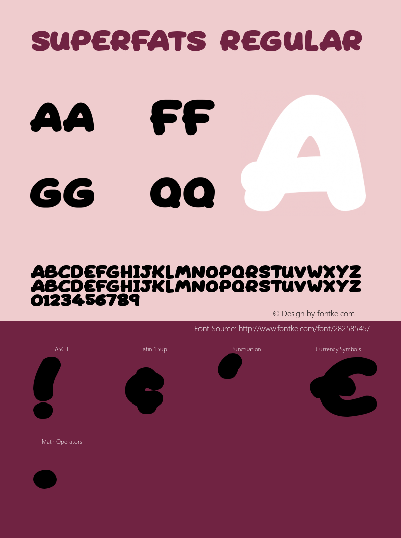 Superfats Version 1.00 January 2, 2019, initial release Font Sample