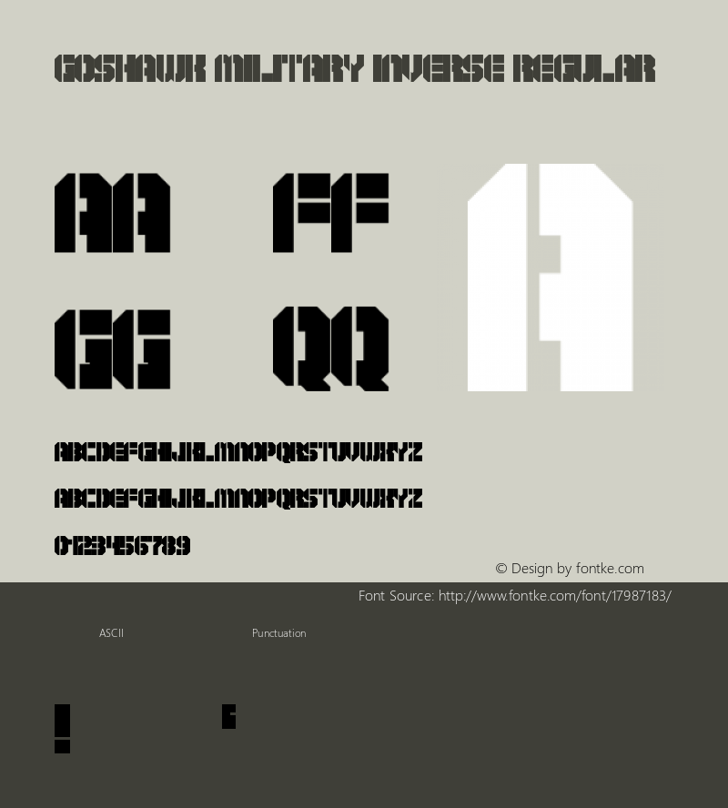 Goshawk Military Inverse Regular Version 1.0 Font Sample