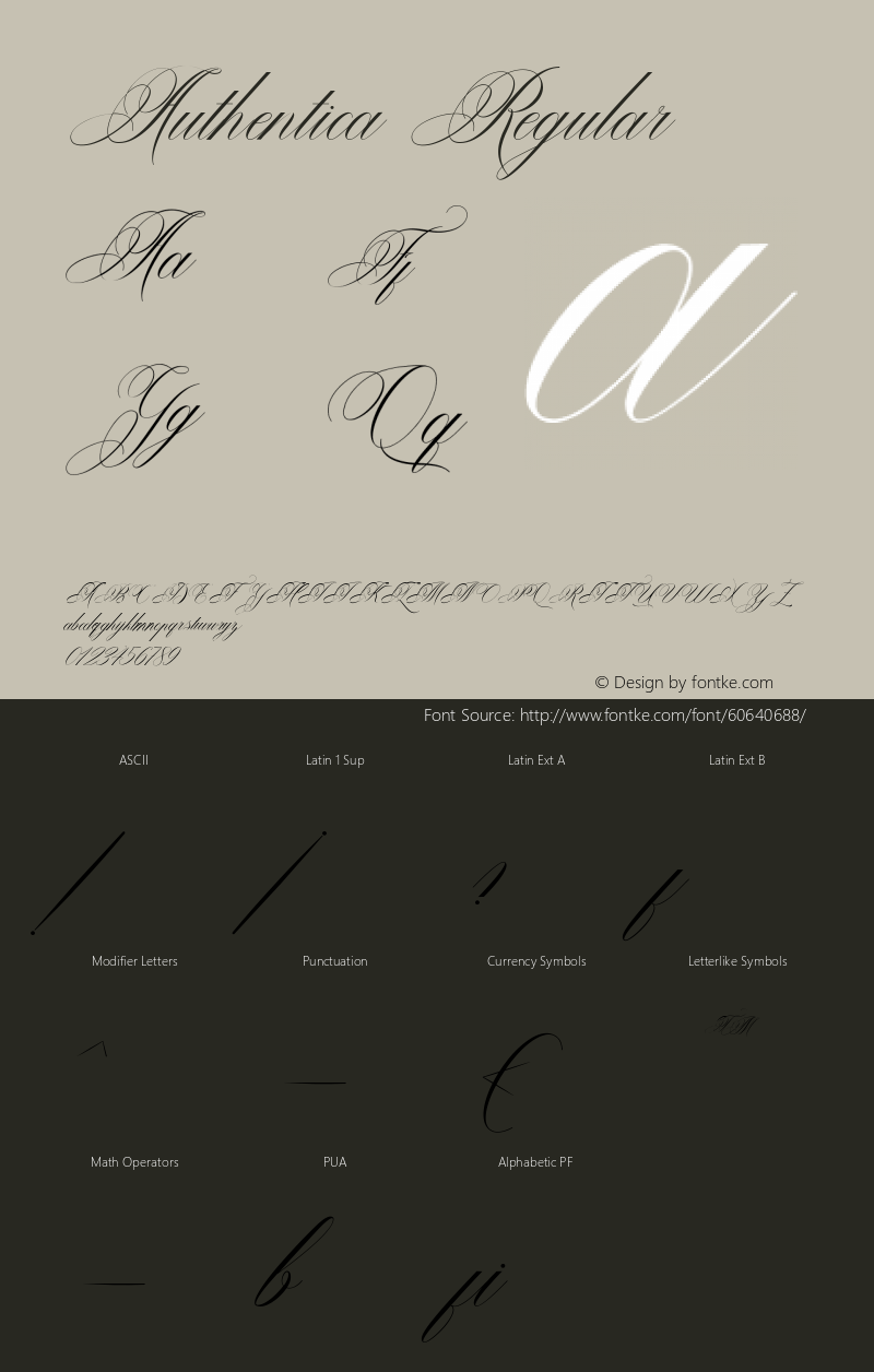 Authentica Version 1.000 Font Sample