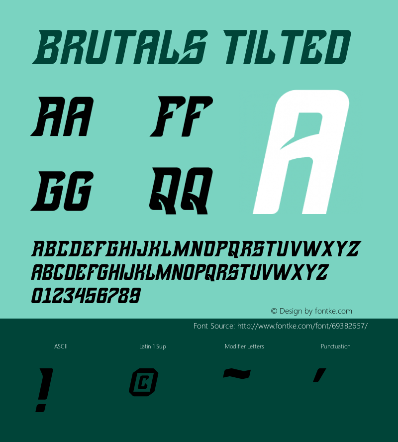 Brutals Tilted Version 1.00;May 31, 2020;FontCreator 12.0.0.2563 64-bit Font Sample