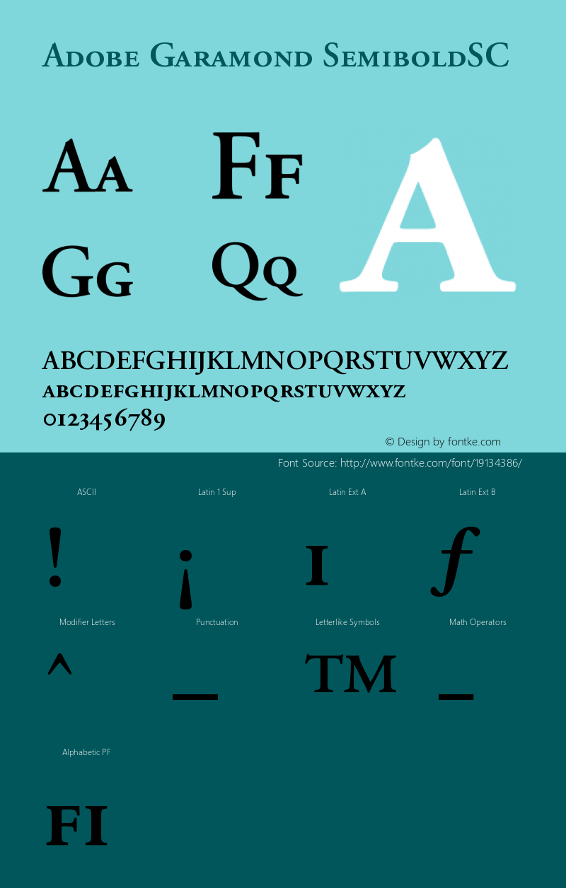 Adobe Garamond Semibold Small Caps & Oldstyle Figures Version 001.002 Font Sample