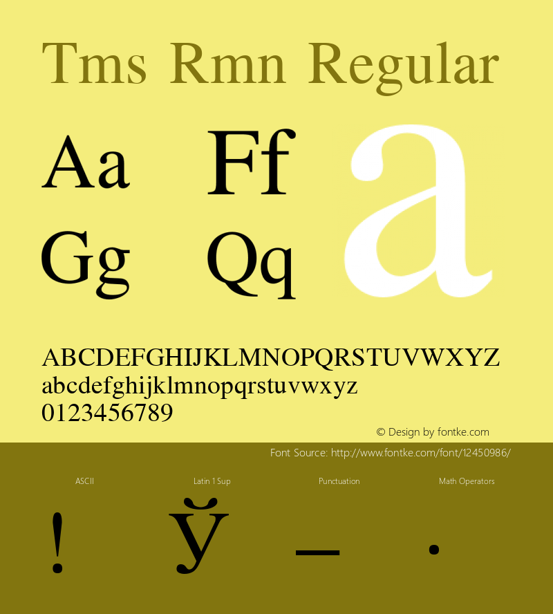 Tms Rmn Regular Unknown Font Sample